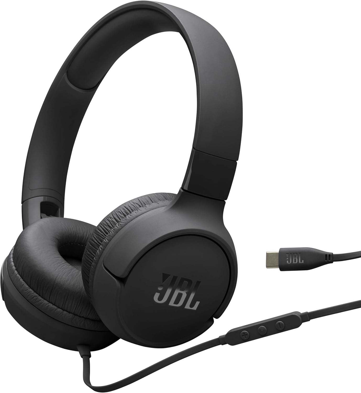 JBL Tune 520C - USB-C Wired on-Ear Headphones with Hi-Res Audio Support, Pure Bass Sound, Comfort fit, USB-C connectivity, 3-Button Remote with Microphone and EQ presets Control (Black)