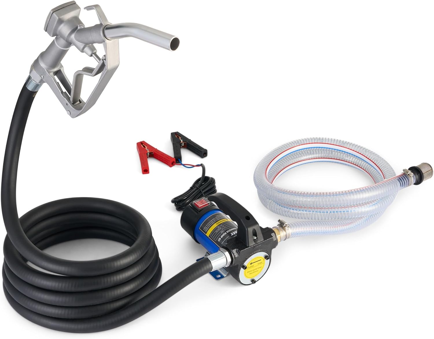 Orion Motor Tech Diesel Transfer Pump, 12 Volt Fuel Transfer Pump with Nozzle Hoses for Transferring Diesel, Kerosene, Self Priming DC Electric Fuel Pump Kit, Oil Not Included