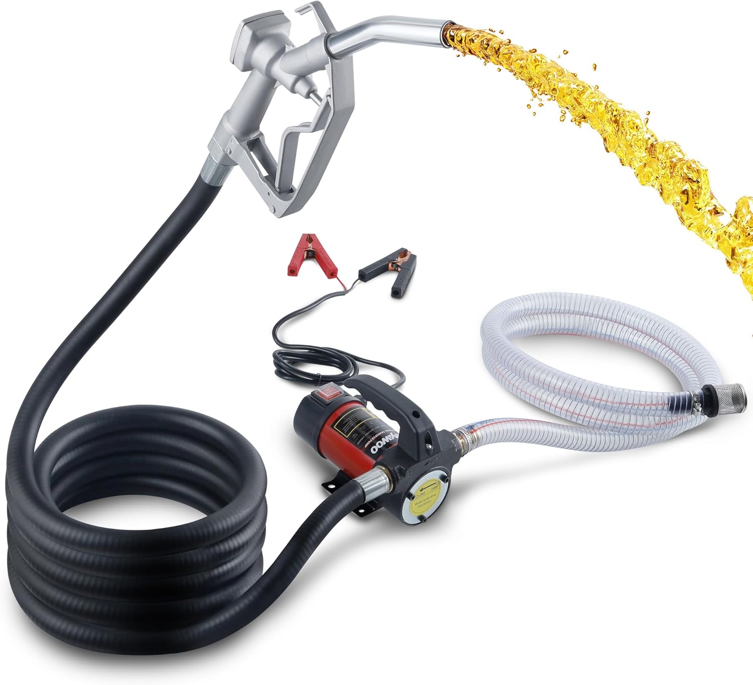 Diesel Transfer Pump Kit, 12V DC Electric Oil Transfer Pump with Nozzle Hoses, 11.9 GPM Fuel Transfer Pump for Transferring Diesel, Kerosene, Machine, Transformer Oil