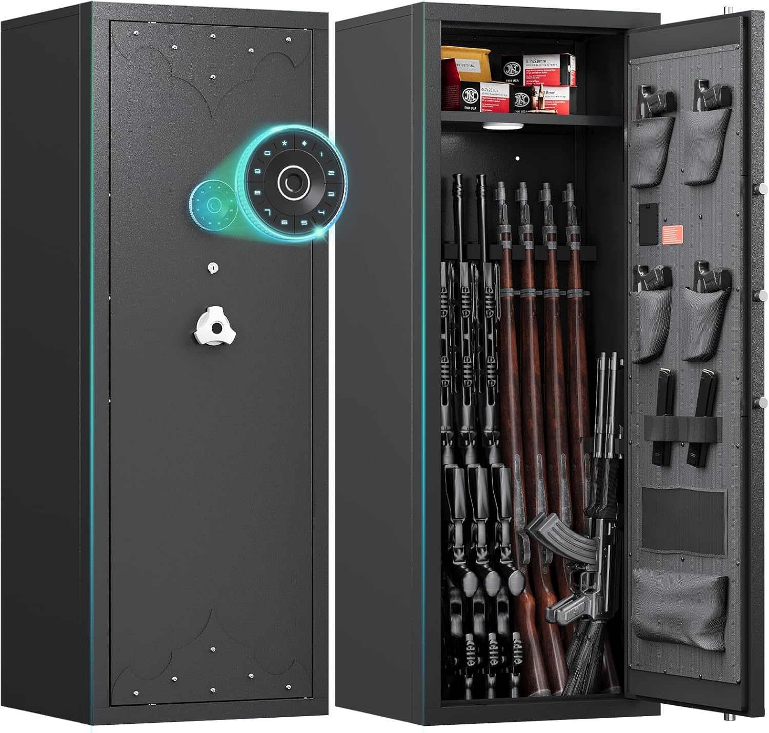 KAER 12-15 Gun Safe, Rifle Safe, Gun Safe for Rifles and Pistols, Gun Cabinet, Gun Safes for Rifles with Adjustable Gun Racks & shelf, Large Digital Gun Locker, Suitable for AR15