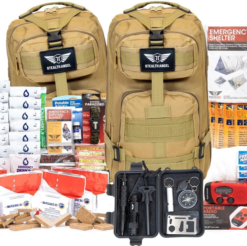 Stealth Angel Survival - 72 Hour Family Emergency Kit - 1-5 Person Survival Bag for Earthquakes, Hurricanes, and Other Natural Disasters