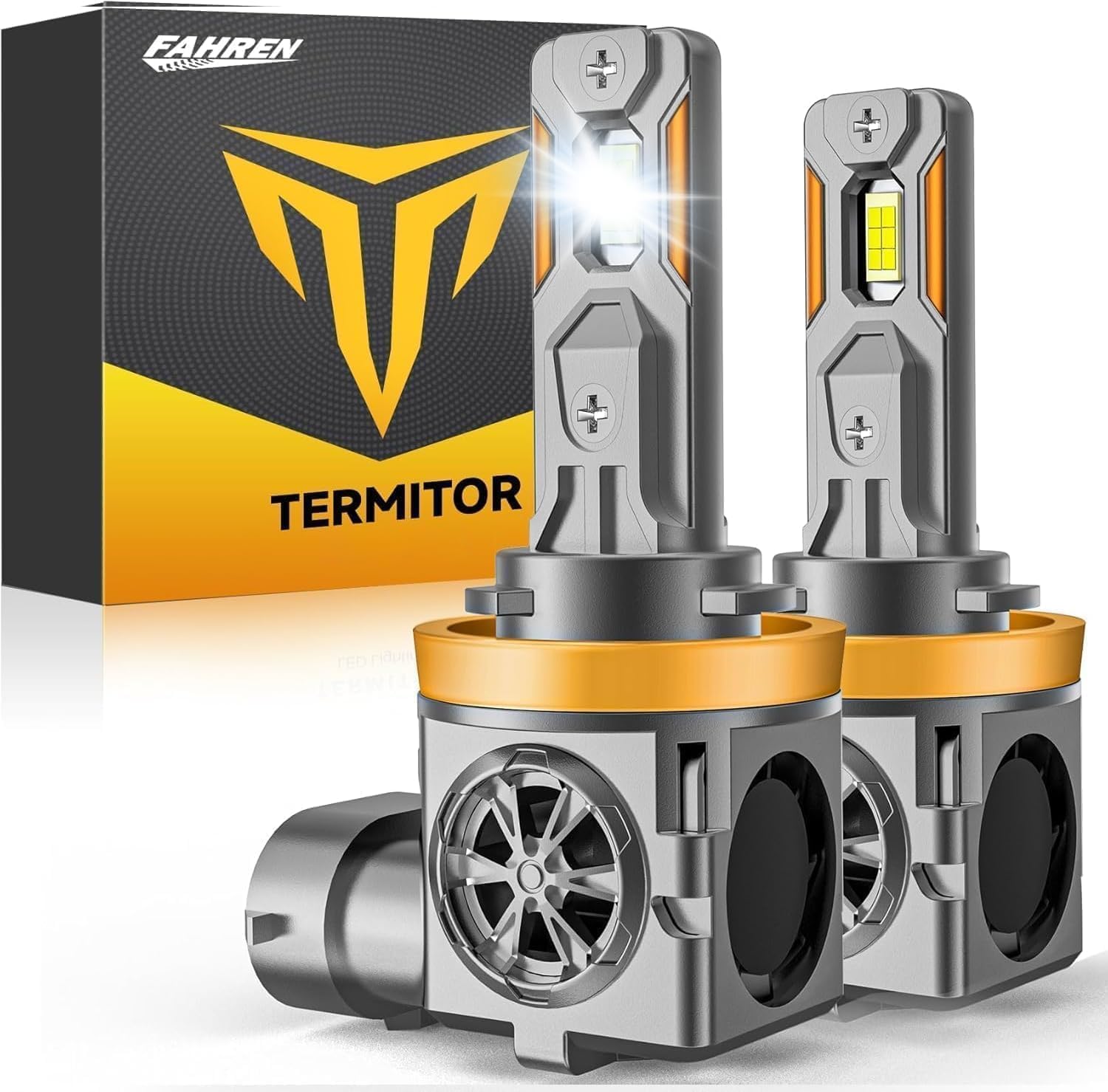 Upgraded H11/H9 Bulbs, 70,000LM 12X Brightner, 1:1 Halogen Size, 6500K Cool White, Canbus Ready, Plug and Play H11 Driving Lights, Plug and Play, 85000+ Hours Long Service Life, Pack of 2