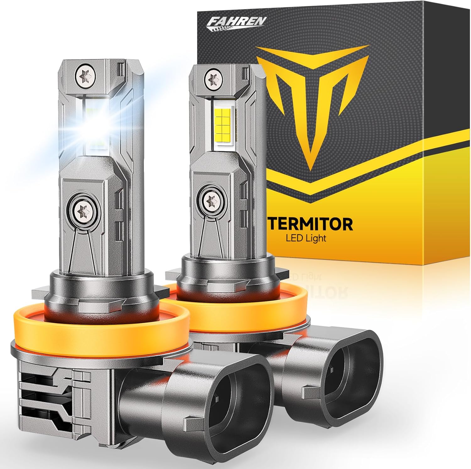 FAHREN Upgraded H11/H9/H8 bulbs, 𝟓𝟎𝟎𝟎𝟎𝐋𝐌 𝟗𝟎𝟎％ Brighter, 1:1 Mini Size 6500K Light Kit H11 bulbs With Fan, 10-Year Extended Lifespan, Quick Install No Adapter Needed Plug and Play, Pack of 2