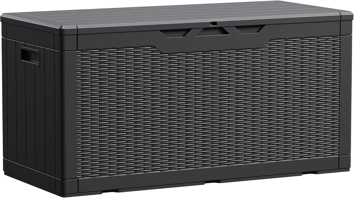 Devoko 100 Gallon Waterproof Large Resin Deck Box Indoor Outdoor Lockable Storage Container for Patio Furniture Cushions Garden Tools (100 Gallon, Black)