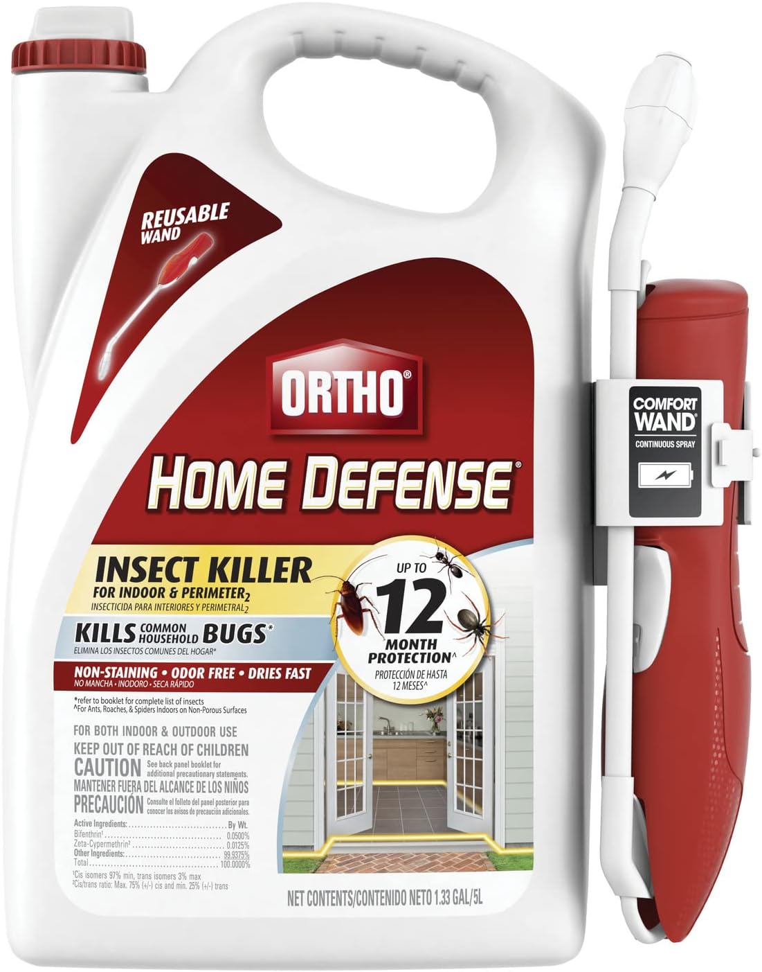 Ortho Home Defense Insect Killer for Indoor & Perimeter2, Starts to Kill Ants, Roaches, Spiders, Fleas & Ticks Fast, 1 gal.