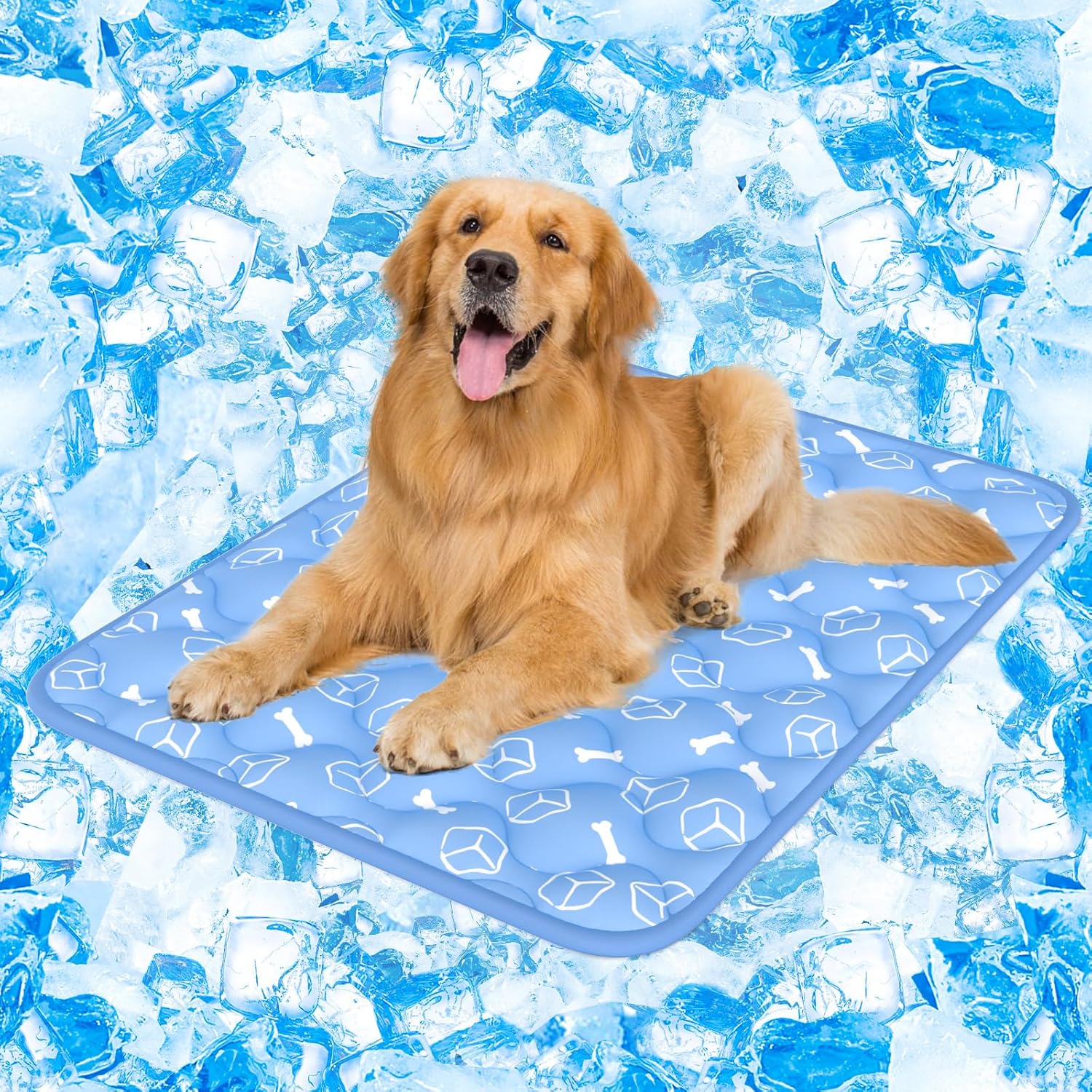 Rywell Dog Cooling Mat 2.0,44 * 32 Thicken Cooling Mat for Extra Large Dog, Internal Waterproof& Endothermic Color Changing Arc-Chill Cool Fiber(QMAX>0.5) for Pet in Summer, Washable, Non-Toxic