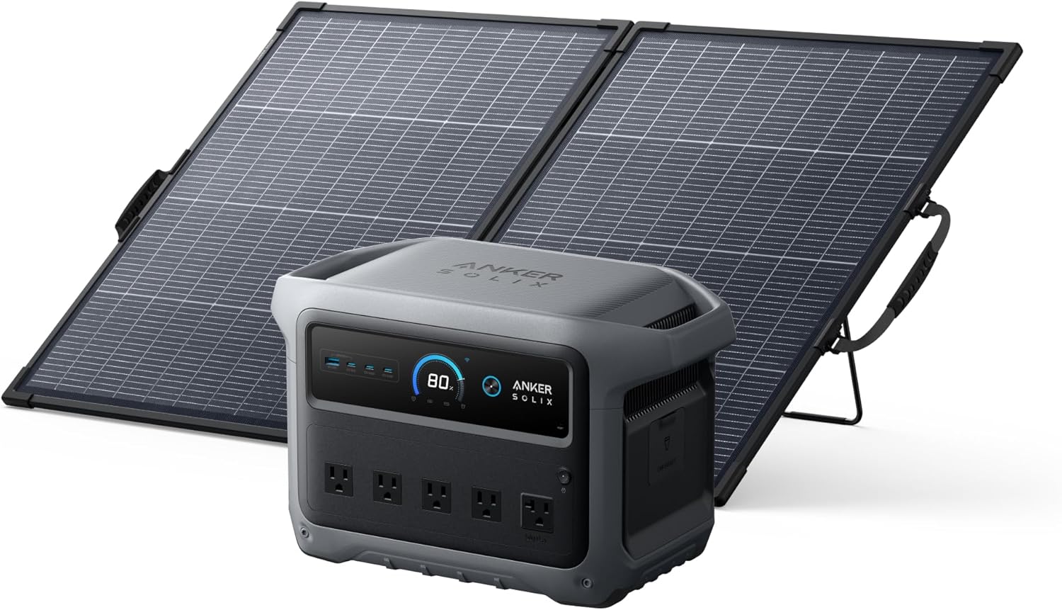 Anker SOLIX C1000 Gen 2 Portable Power Station with 200W Bifacial Solar Panel, 2,000W (Peak 3,000W) Solar Generator, Full Charge in 49 Min, 1,024Wh LiFePO4 Battery