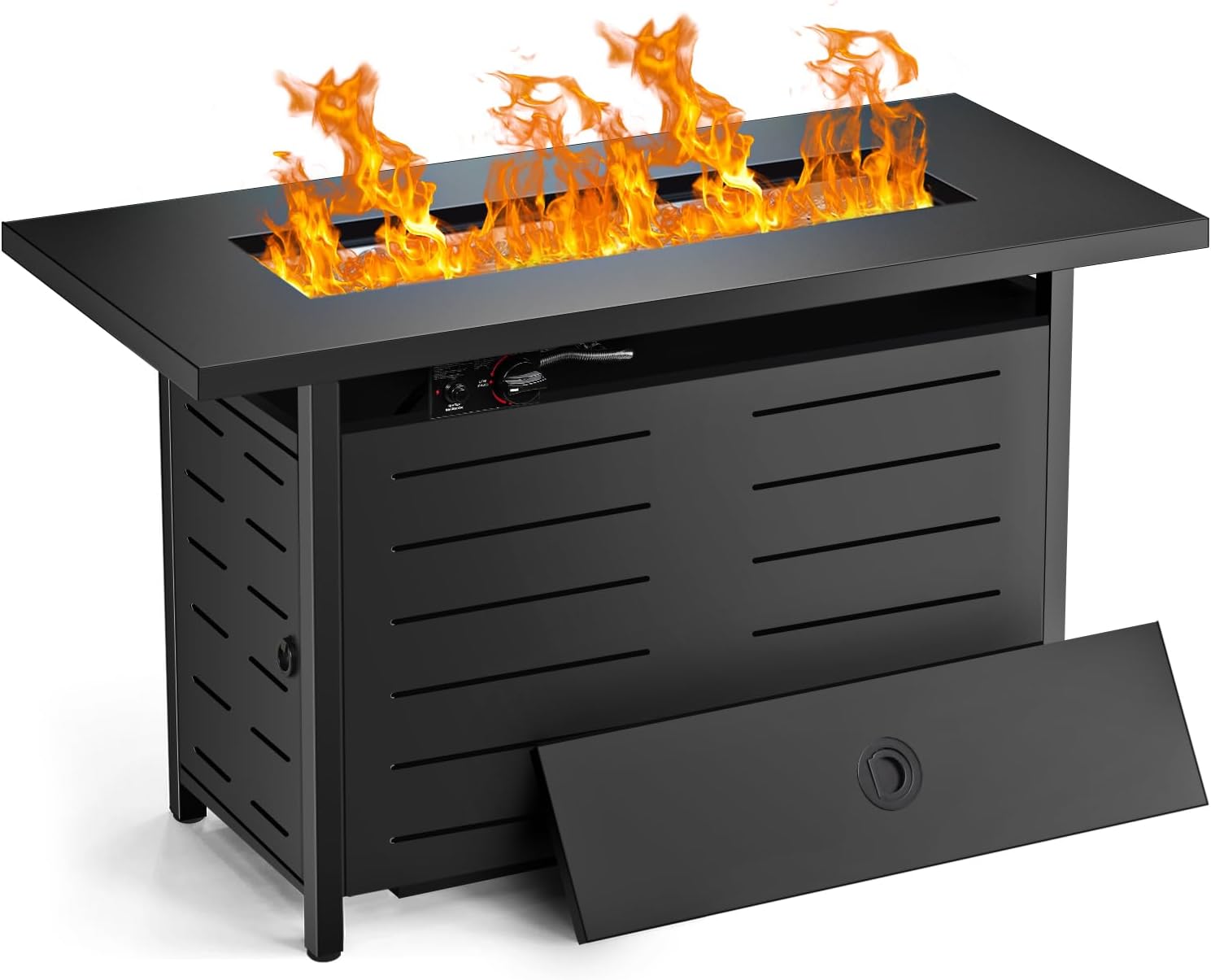 Best Choice Products 57-in Rectangular Outdoor Wicker Propane Gas Fire Pit Table for Patio w/ 50,000 BTU, Aluminum Frame, Glass Wind Guard, Waterproof Cover, Lava Rocks - Brown