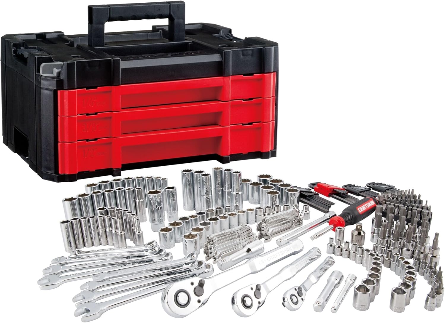Craftsman 262-Piece Mechanic Tool Set with 3-Drawer VERSASTACK Box, SAE and Metric Socket Set, Car and Motorcycle Tool Kit with Combination Wrenches and Spark Plug Sockets (CMMT45309)