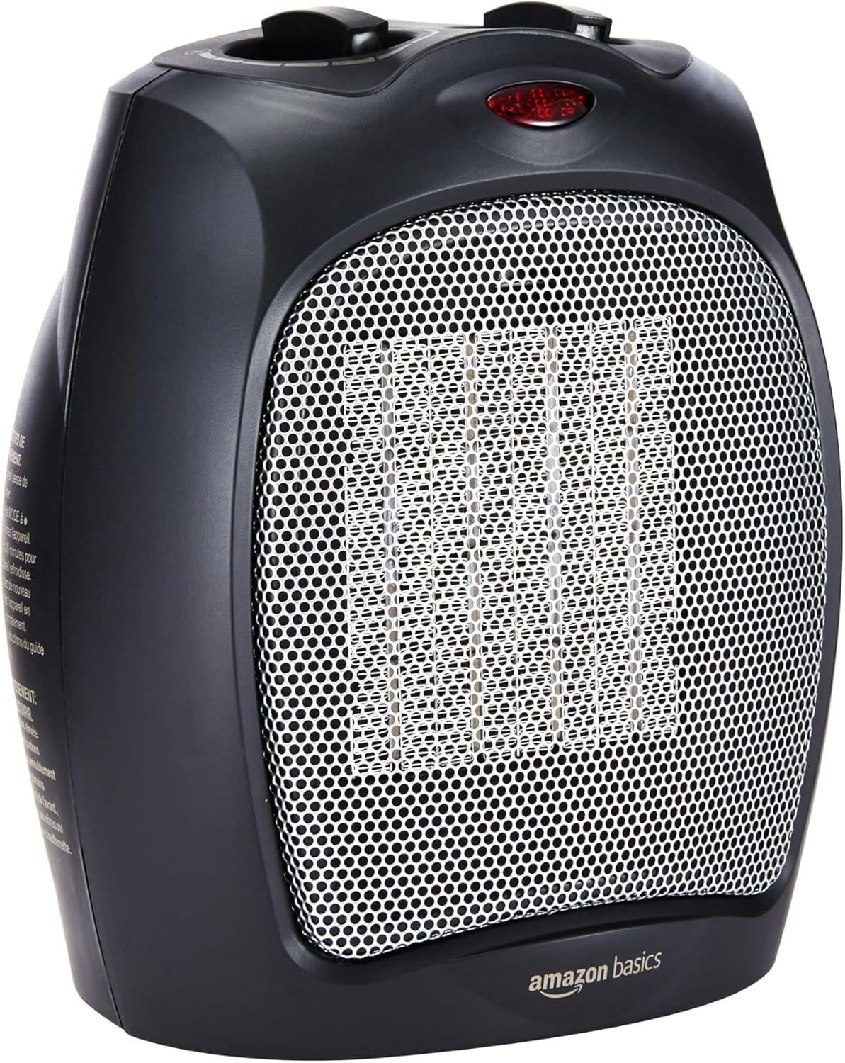 Amazon Basics Ceramic Space Heater, Portable Indoor Heating Solution, With Overheat and Tip-Over Protection, Thermostat, Non-Oscillating, 1500W, 7.52&#34;D x 6.34&#34;W x 9.45&#34;H, Black