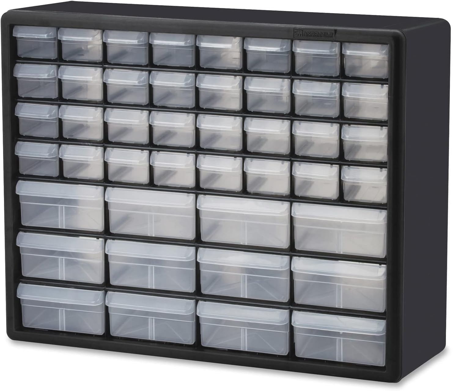 Akro-Mils 44-Drawer Plastic Drawer Storage Cabinet for Garage Organization, Bead Organizer, Building Bricks Storage, Teacher Toolbox, Makeup Organizer, 20&#34; W x 6&#34; D x 16&#34; H, 10144 Black