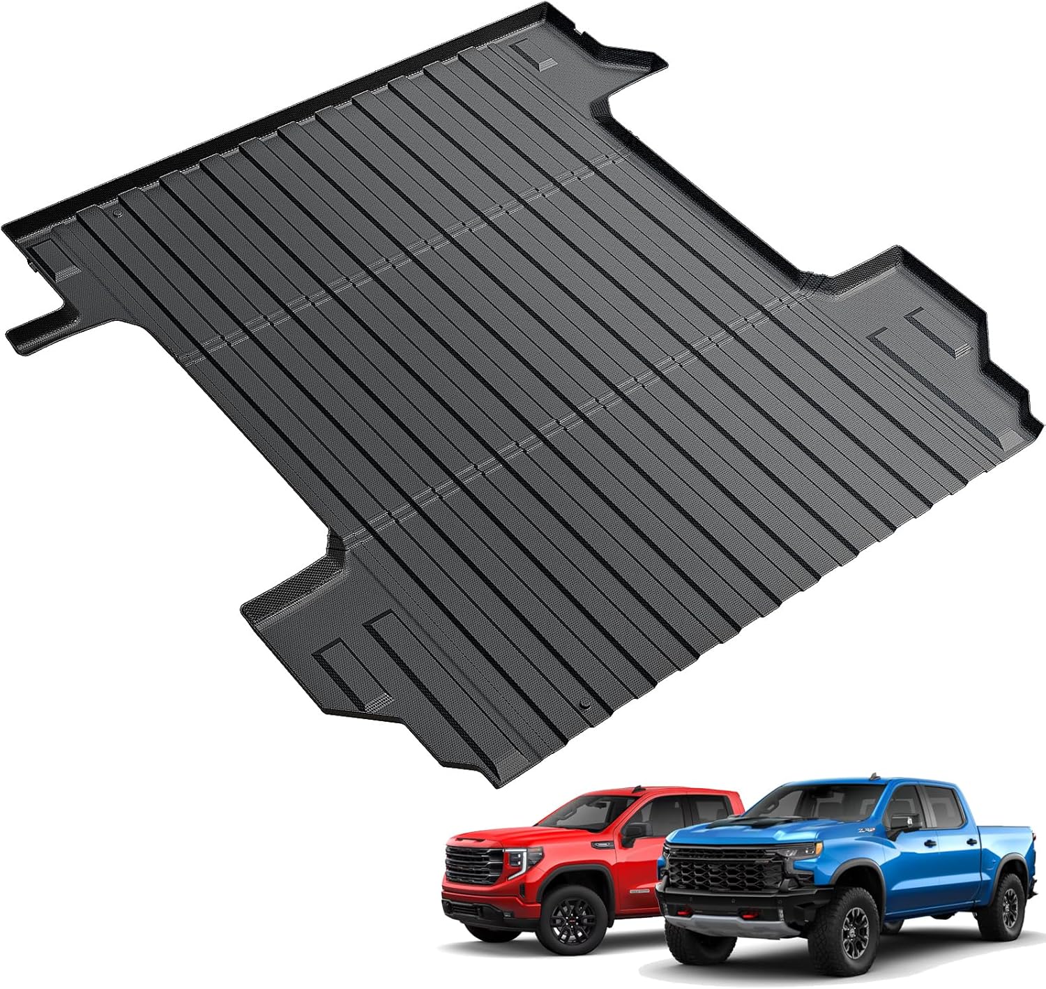 Truck Bed Mat Fit for 2019-2026 Chevy Silverado 1500 & Sierra 1500, 5.8FT All Weather Heavy Duty TPE Rear Bed Liner for 2025 Chevrolet Silverado Accessories (Not Fit for 5.5'/6.8'/8.2' Bed)